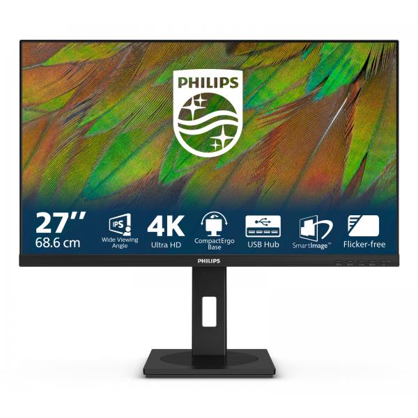 Philips Monitor 27 Led Ips 4k Uhd 4ms 350 Cdm, Pivot, Dp/hdmi, Multimediale