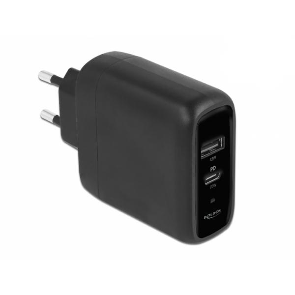 Delock Netzteil - 32 Watt - Pd 3.0 - 2 Ausgabeanschlussstellen (usb, 24 Pin UsB-c)