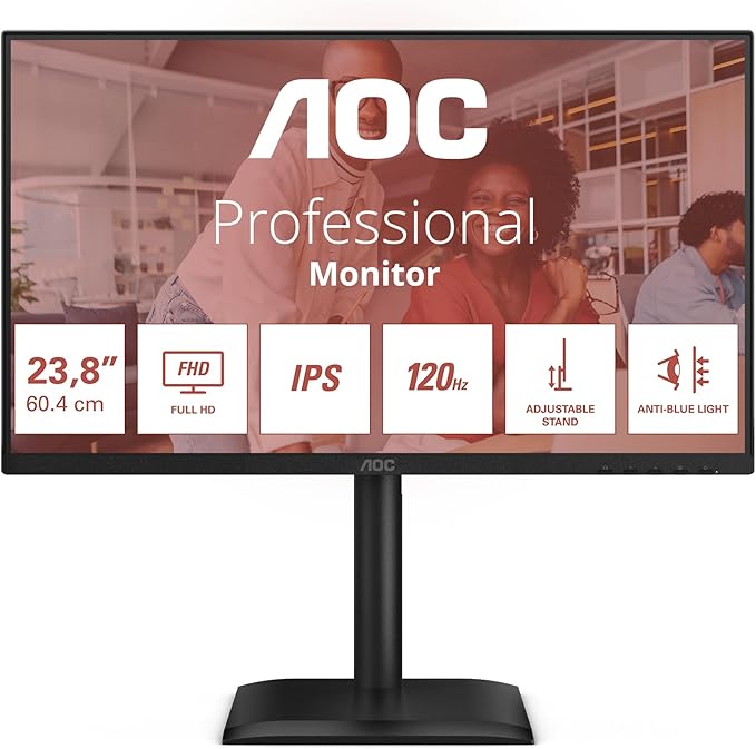 Aoc 24e4u 24 Zoll Fhd Monitor, 120hz, Ips, 1ms Mprt, Adaptive Sync, HdR-Modus, Höhenverstellung (1920x1080,hdmi 1x 1.4,dp 1x 1.2, UsB-Hub) Schwarz [e