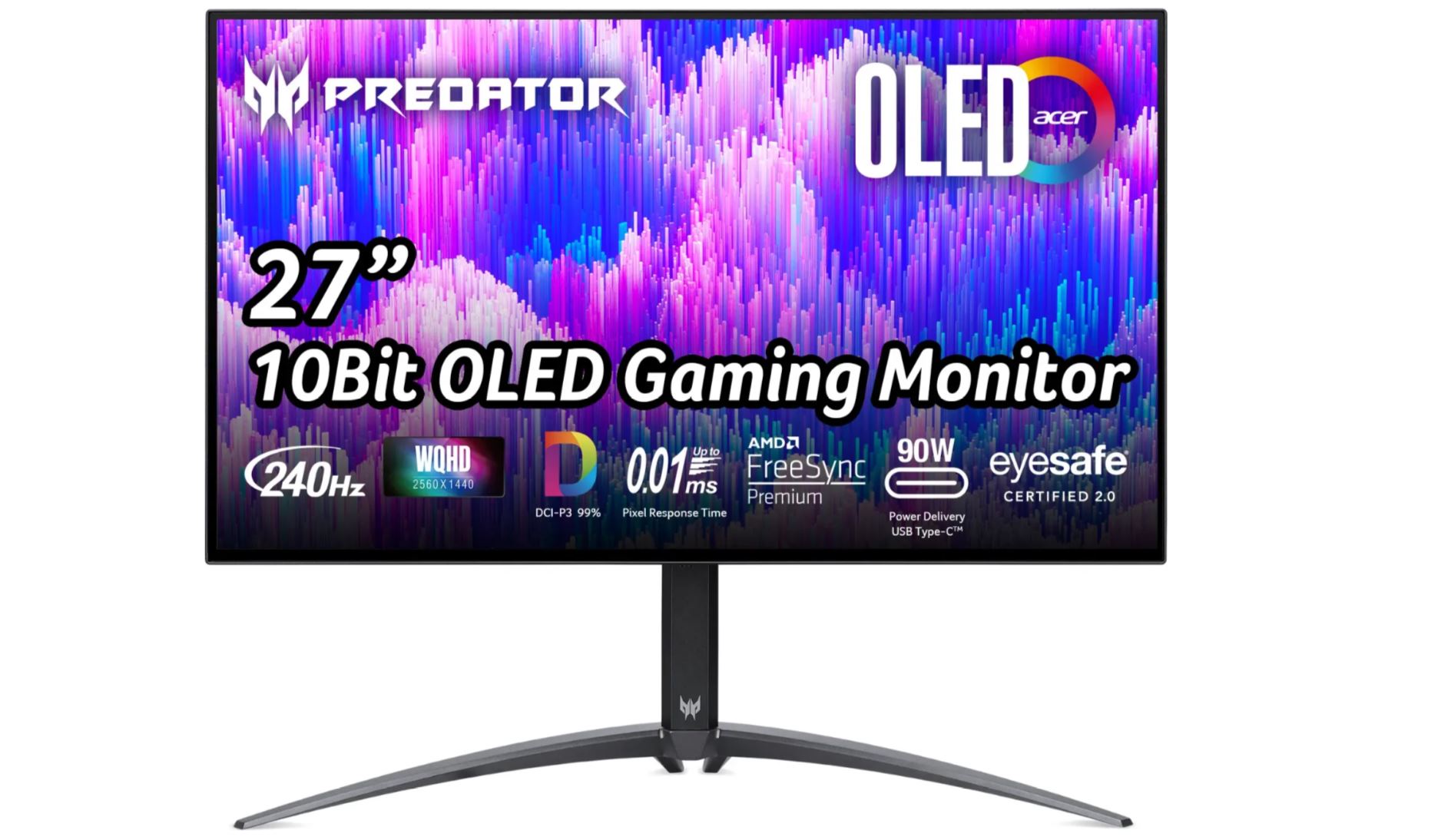 Acer Predator X (x27ux1biiphx) 26,5" QD-Oled Gaming Monitor 67,3 Cm (26,5 Zoll), QD-Oled, 1000nits, 240hz, 2x Hdmi 2.1, 1x Dp [energieklasse G] (um.g