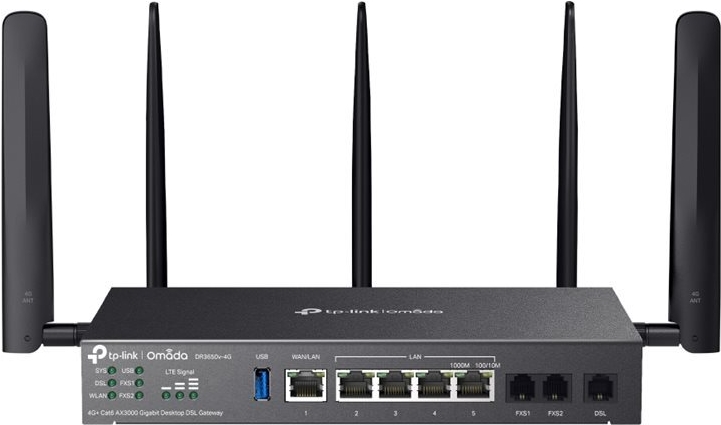 TP-Link Omada Dr3650V-4g Ax3000 WI-Fi 6 Gigabit Desktop Dsl Gateway - Gateway - Wlan (dr3650V-4g)