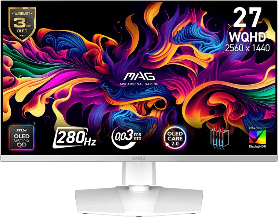 Msi Mag 272qpwde X28 67,3cm (26,5") Qhd QD-Oled Gaming Monitor 16:9 Dp/hdmi 280hz 0,03ms Sync (9s6-3cd79A-041)