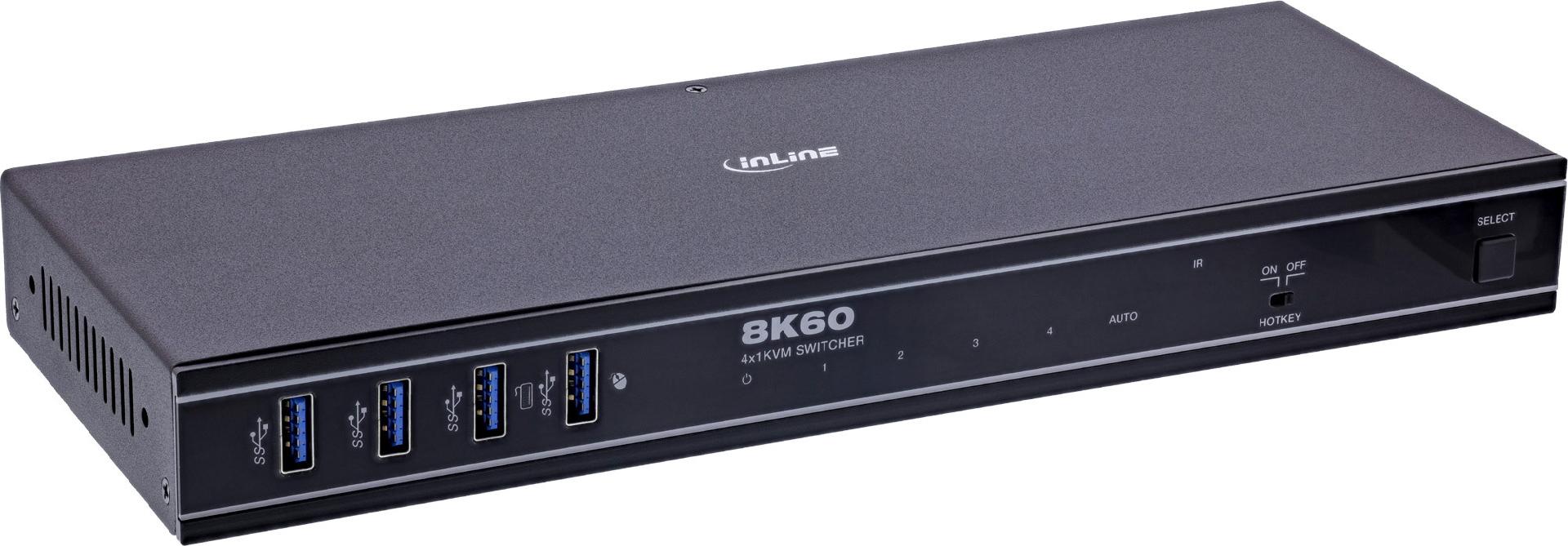 Inline Kvm Switch - 4-Fach - Hdmi - 8k@60hz - Usb 3.2 - Mit Ir & RS-232 (57885d)