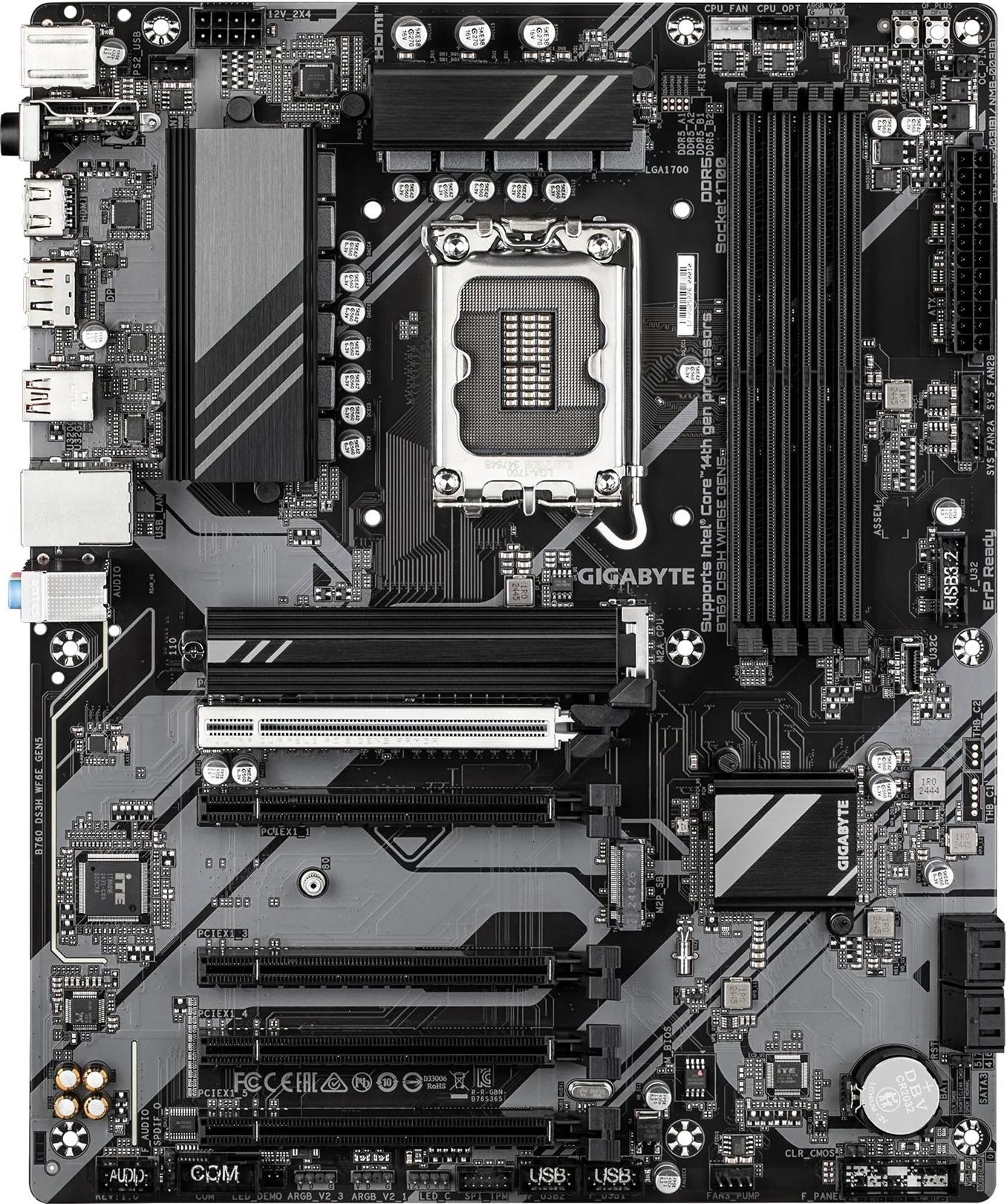 Gigabyte B760 Ds3h Wifi6e Gen5 - Motherboard - Atx - Lga1700-Sockel - B760 Chipsatz - UsB-C 3.2 Gen 2x2, UsB-C 3.2 Gen 1, Usb 3.2 Gen 2, Usb 3.2 Gen