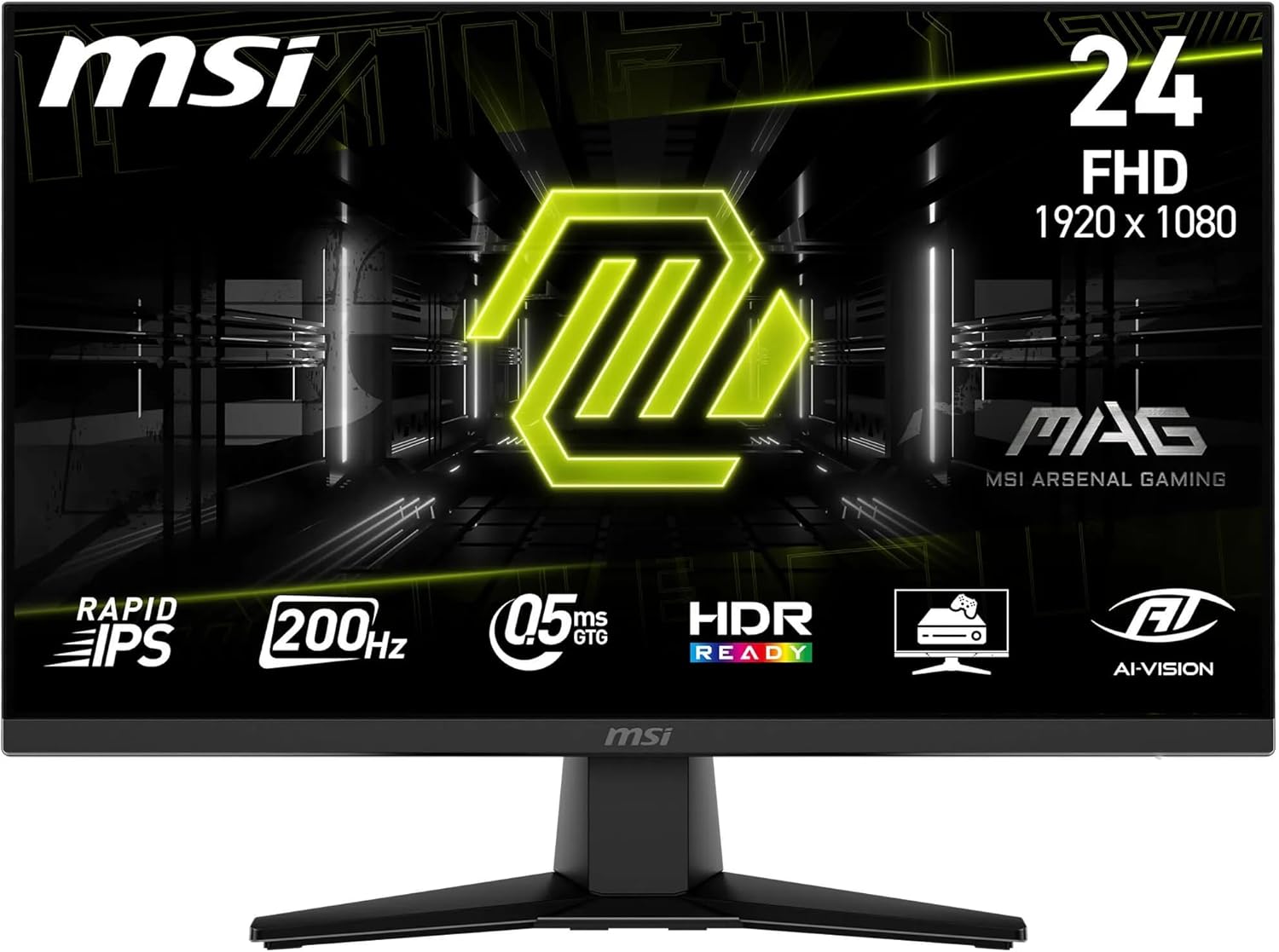Msi Mag 242f Gaming Monitor 24 Zoll Fhd - Rapid Ips Panel 1920x1080, 200hz / 0,5ms, Hdr Ready, Amd Freesync Premium, Hdmi 2.0b, Dp 1.2a, Randloses de