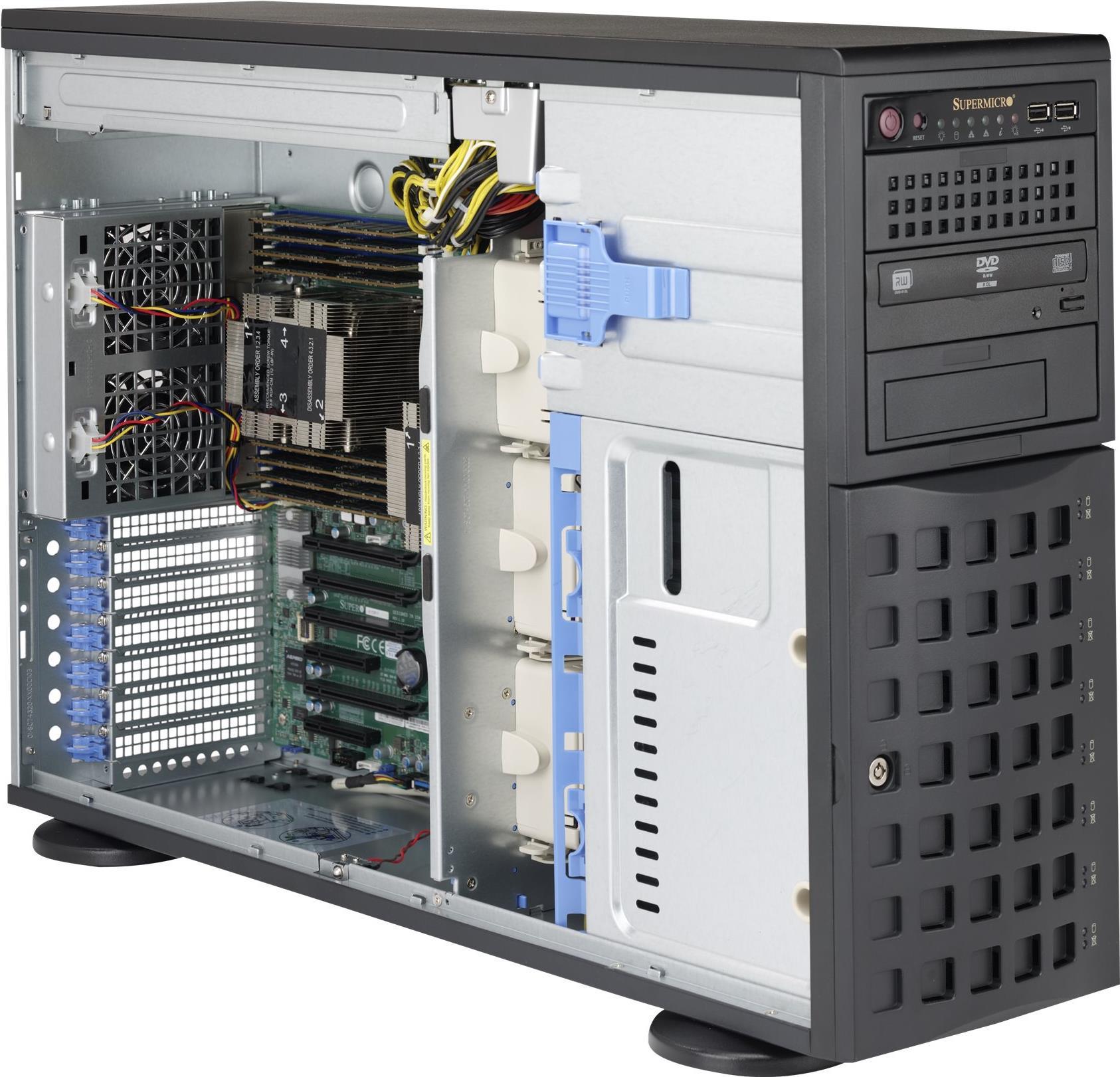 Supermicro Sc745 BaC-R1k23B-Sq - Tower - 4u - Erweitertes Atx - Sata/sas - HoT-Swap 1200 Watt - Schwarz - Usb