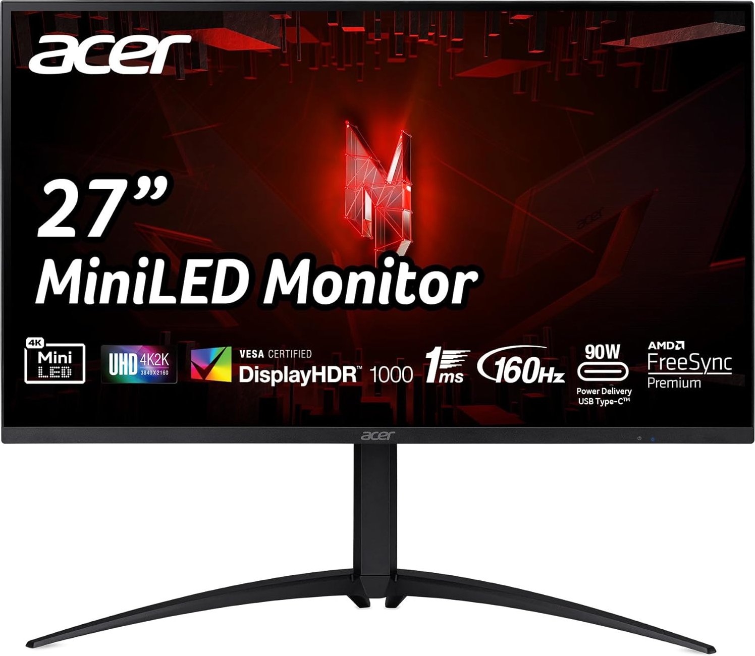 Acer Nitro Xv275k P3biipruzx - Xv5 Series - LeD-Monitor - Gaming - 69 Cm (27") - 3840 X 2160 4k - Ips - 1000 Cd/m² - 200000:1 - Displayhdr 1000 - 1 M