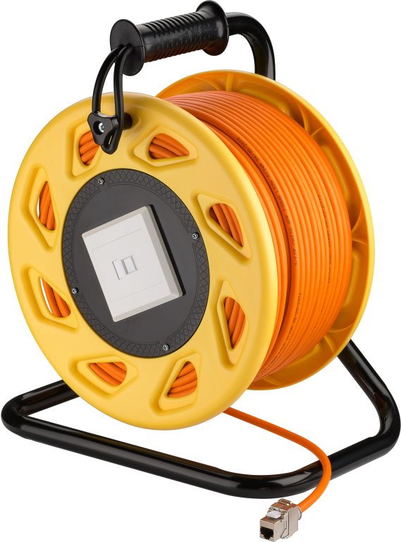 Wentronic Goobay Mobile Rj45 Netzwerk Kabeltrommel, Orange, 50 M - Hochwertig Geschirmtes Halogenfreiescat.7 Rohkabela S/ftp (1200mhz) Installationsk