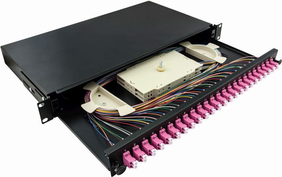 19" Komplett Bestückte Spleißboxen LC-Dx 24 Port, Multi Mode Om4, 1he, Schwarz, Logilink® [f24lc4b] (f24lc4b)