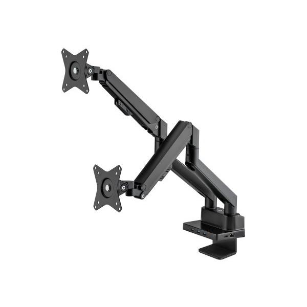 Manhattan 461887 Supporti A Parete Per Tv 81,3 Cm [32] Scrivania Nero (tv/monitor Desk Mount Dual Dock - -Gas Dual 27in Enet/hdmi/usB-A/c)