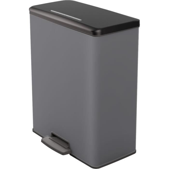 Pattumiera Rettangolare Duo - Deco Bin - Curver - 52l (26+26l) - 49 X 32 X 61 Cm - Antracite
