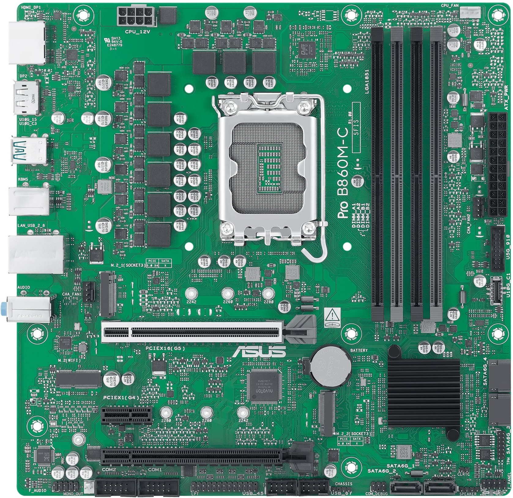 Asus Pro B860M-C-Csm - Motherboard - Micro Atx - Lga1851-Sockel - B860 Chipsatz - UsB-C 3.2 Gen 1, Usb 3.2 Gen 1, Usb 3.2 Gen 2 - Gigabit Lan - Onboa