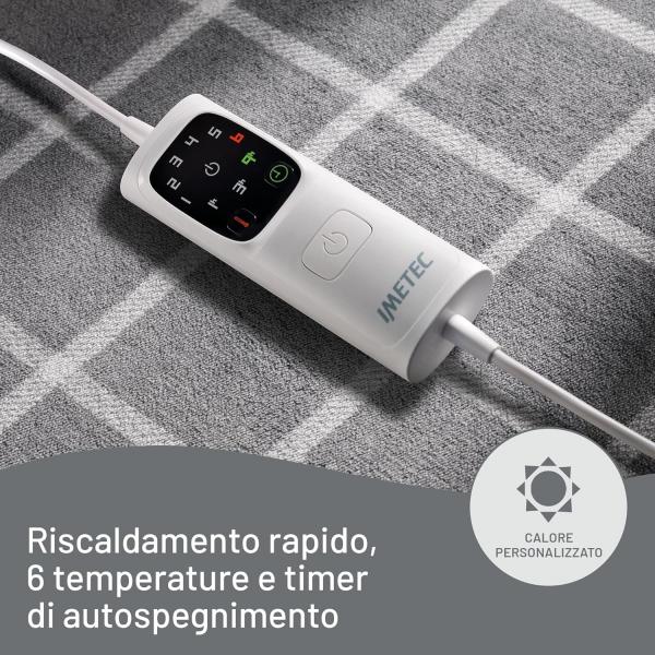 Coperta Riscaldata - Imetec - Coperta Riscaldata 150x110 Cm - 6 Temperature - Tessuto Velluto E Sherpa Touch - Lavabile In Lavatrice - Image 4