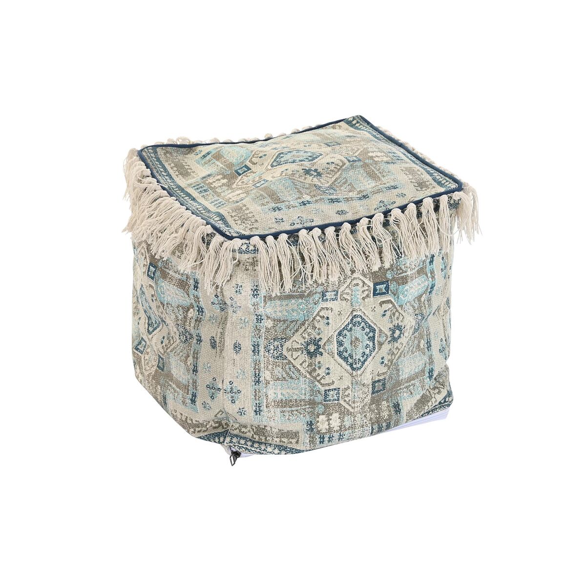 Puff Dkd Home Decor Casablanca Azzurro Frange 40 X 40 X 40 cm