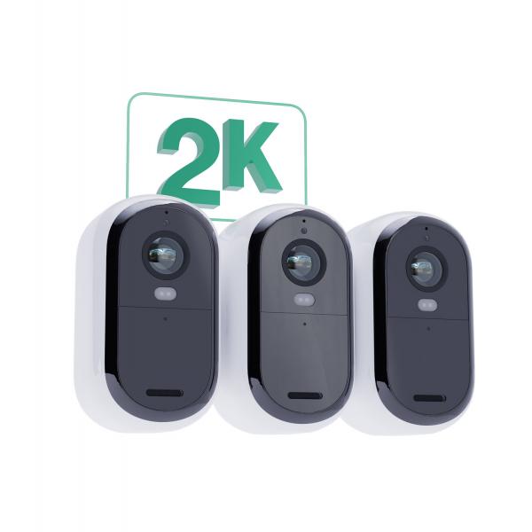 Pacchetto Di Telecamere Di Sorveglianza Arlo Con 3 Telecamere 2k Essenziali + 3 Pannelli Solari