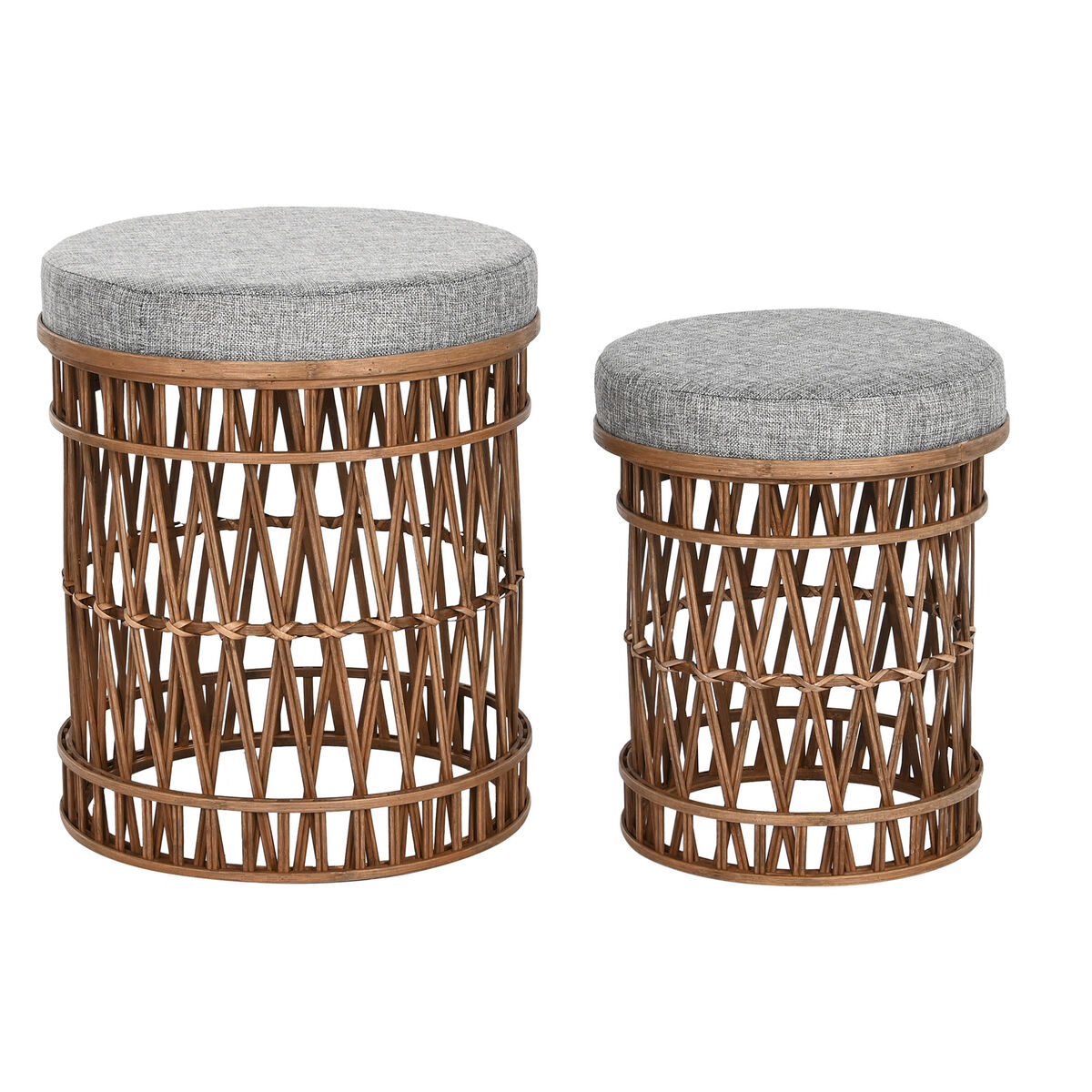 Poggiapiedi Dkd Home Decor 40 X 40 X 48 Cm Grigio Marrone Bambù Tropicale