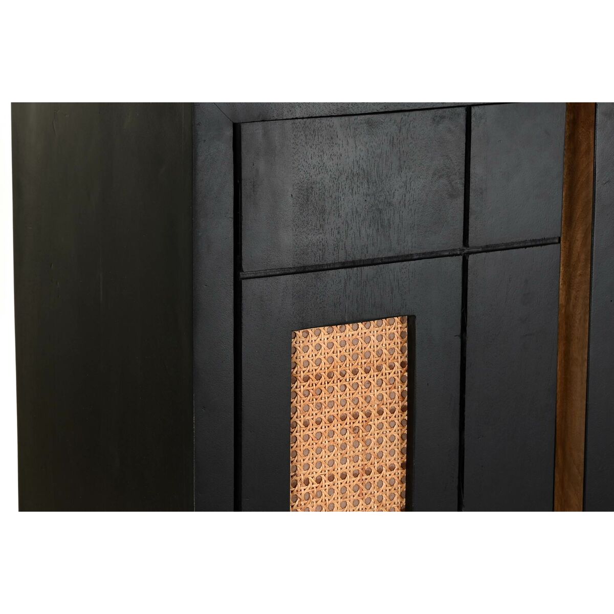 Credenza Dkd Home Decor Nero Rattan Legno Di Mango 160 X 40 X 90 cm - Image 4