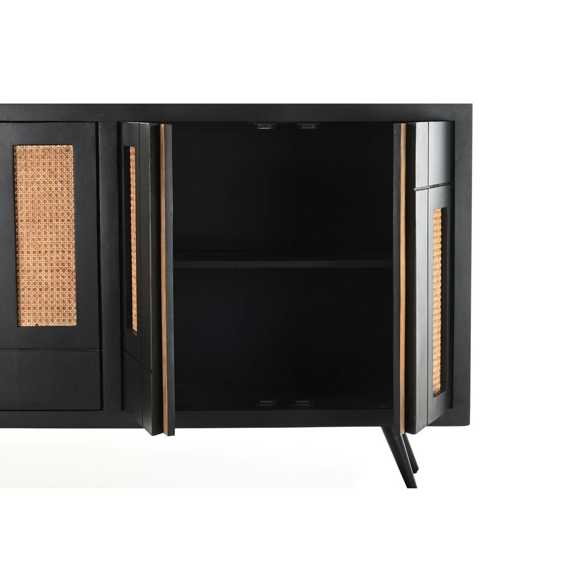 Credenza Dkd Home Decor Nero Rattan Legno Di Mango 160 X 40 X 90 cm - Image 5