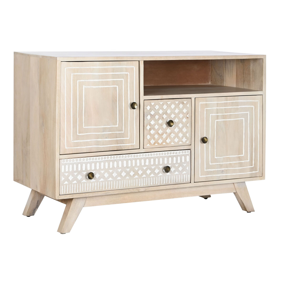 Credenza Dkd Home Decor Bianco Naturale Legno Di Mango 115 X 42 X 75 cm