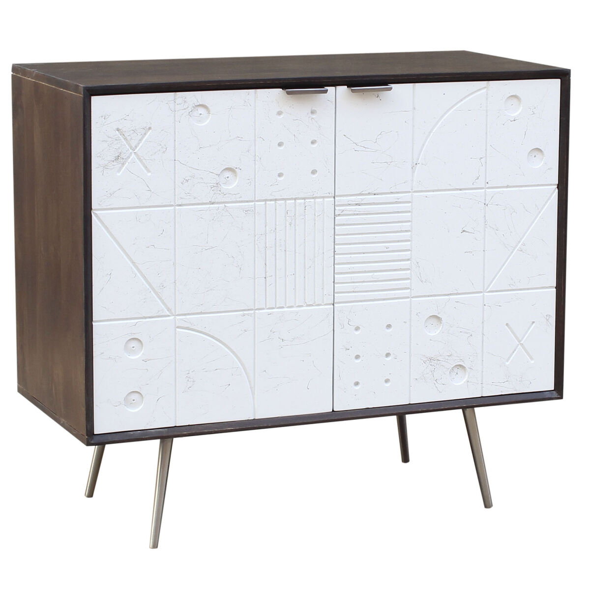 Credenza Dkd Home Decor Bianco Marrone Metallo Legno Di Mango 90 X 43 X 80 Cm 90 X 43 X 82 cm