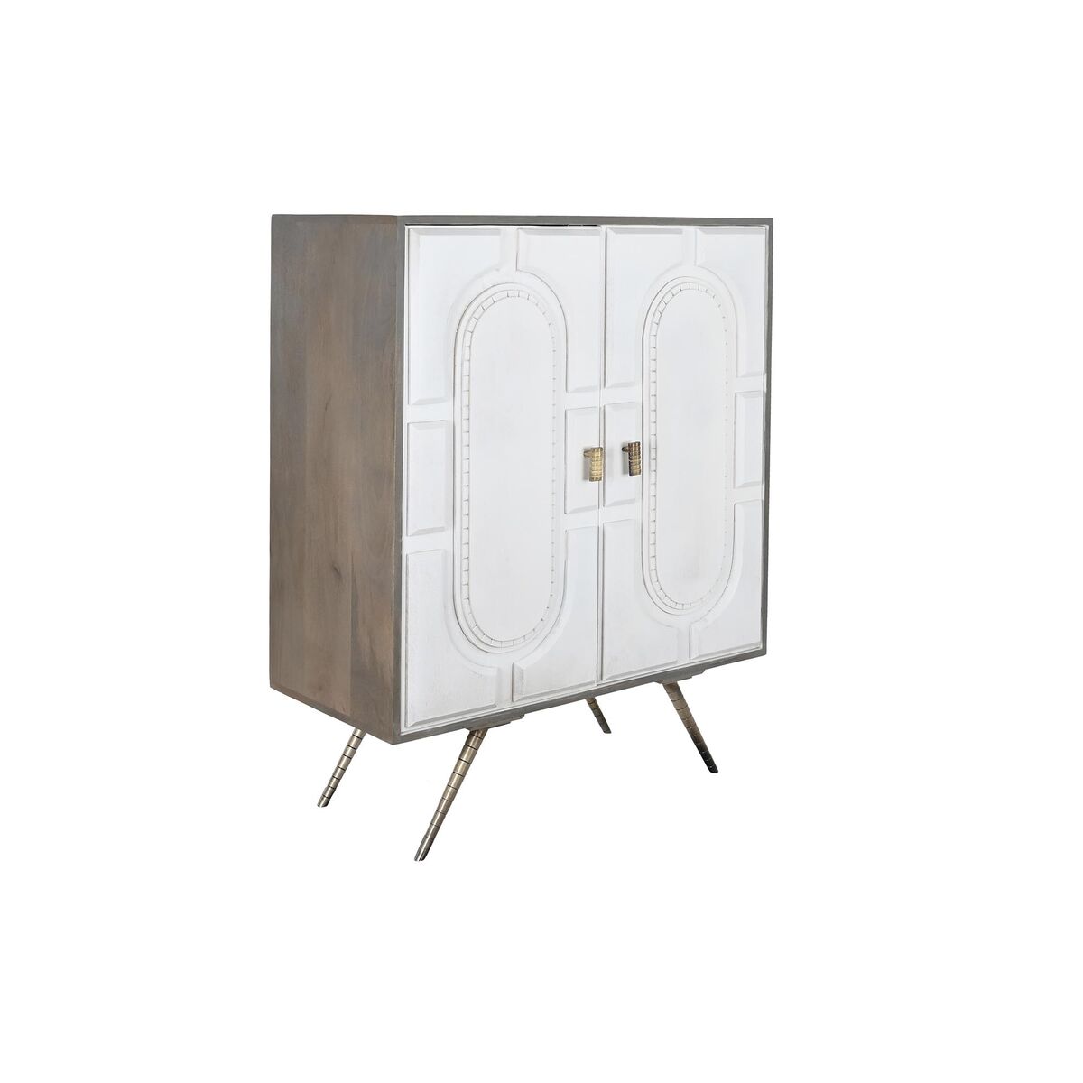 Credenza Dkd Home Decor Bianco Grigio Dorato Ottone Legno Di Mango 93 X 41 X 114 cm