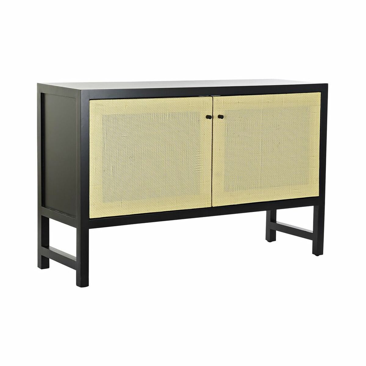 Credenza Dkd Home Decor Nero Naturale Rattan Abete 120 X 38 X 76 cm
