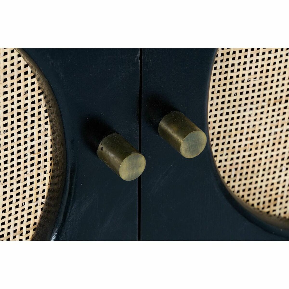 Credenza Dkd Home Decor Nero Naturale Rattan Legno Di Mango 150 X 40 X 65 cm - Image 5