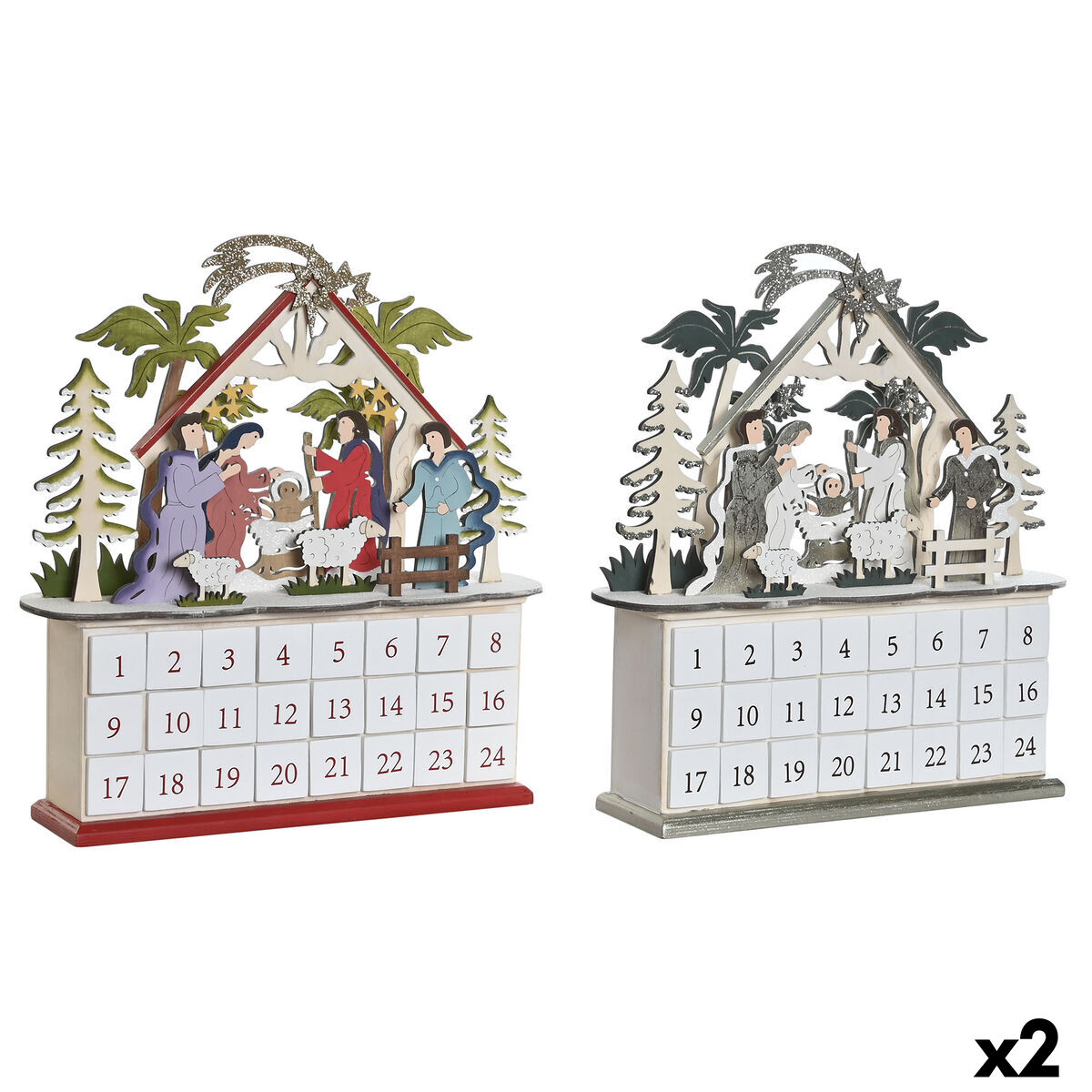 Calendario Dell'avvento Dkd Home Decor Legno 34 X 8,5 X 36,5 Cm (2 Unità)