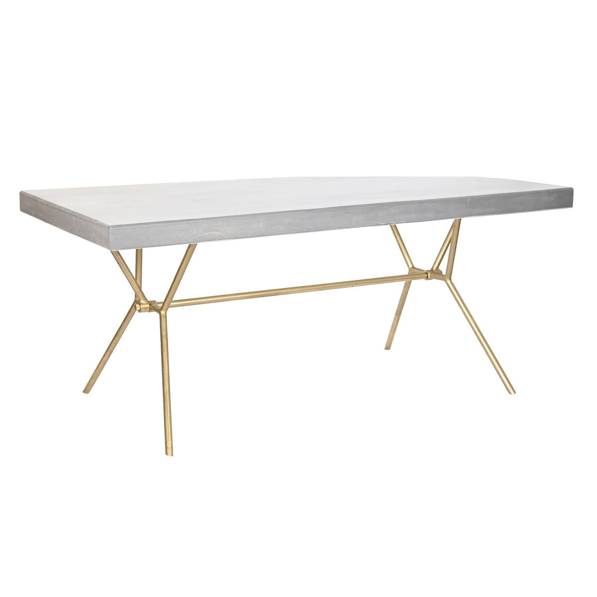 Tavolo Da Pranzo Dkd Home Decor Grigio Dorato Bianco Ottone Legno Di Mango (180 X 90 X 76 Cm)