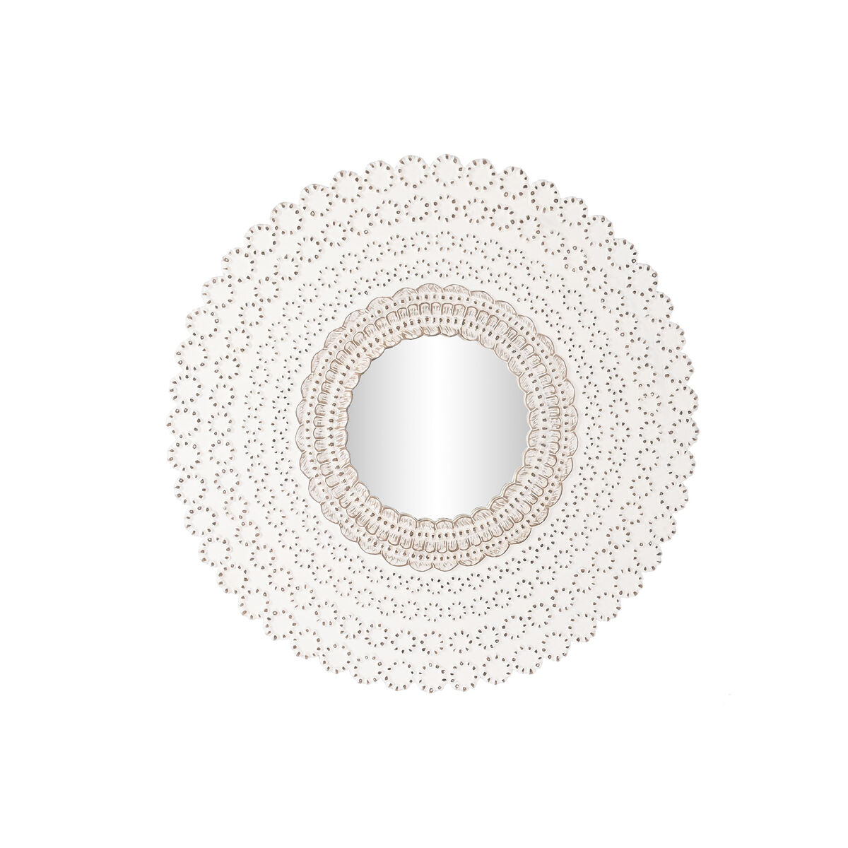 Specchio Da Parete Dkd Home Decor Bianco Naturale Indiano Decapaggio 120 X 2,5 X 120 cm