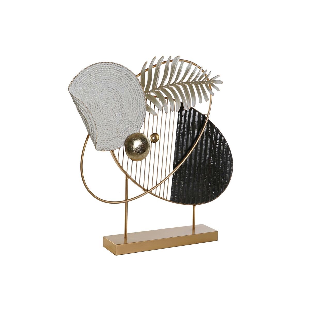 Statua Decorativa Dkd Home Decor 56 X 9 X 55 Cm Astratto Nero Dorato Bianco Moderno