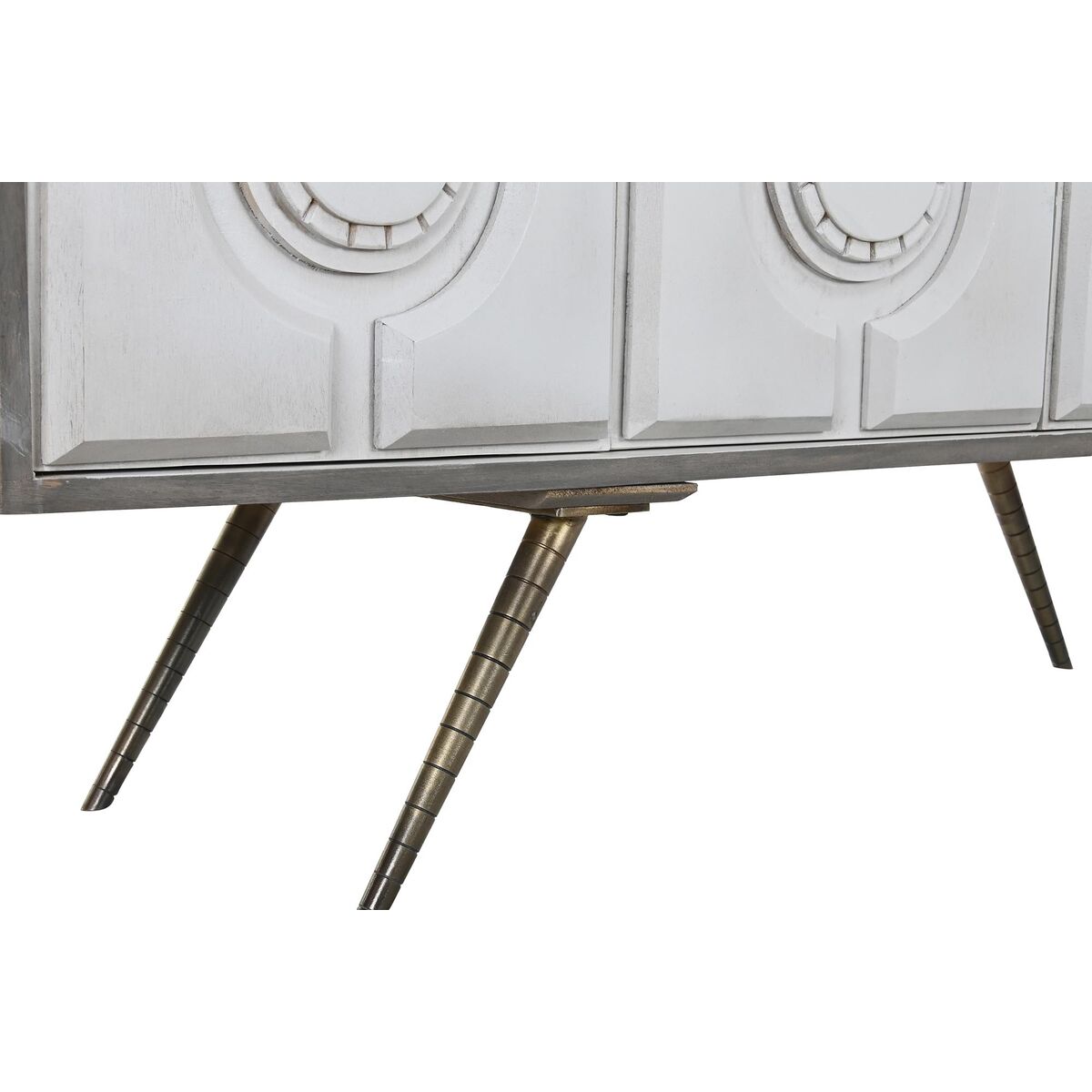 Credenza Dkd Home Decor Bianco Grigio Dorato Metallo Legno Di Mango 152 X 43 X 84 cm - Image 3