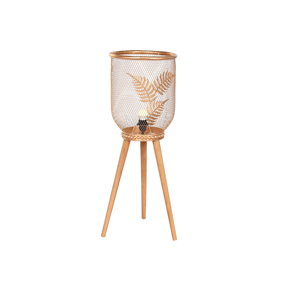 Lampada Da Tavolo Dkd Home Decor Dorato Metallo Marrone 220 V 50 W Pino (32 X 32 X 90 Cm)