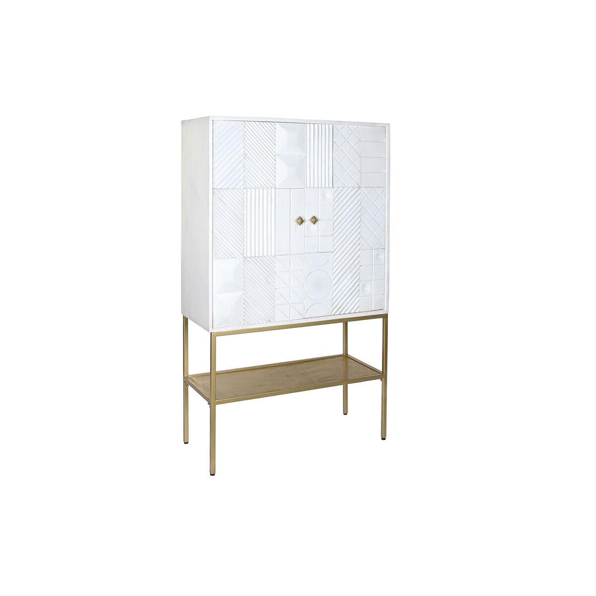 Credenza Dkd Home Decor Bianco Dorato Metallo Legno Di Mango 91 X 44 X 152 cm