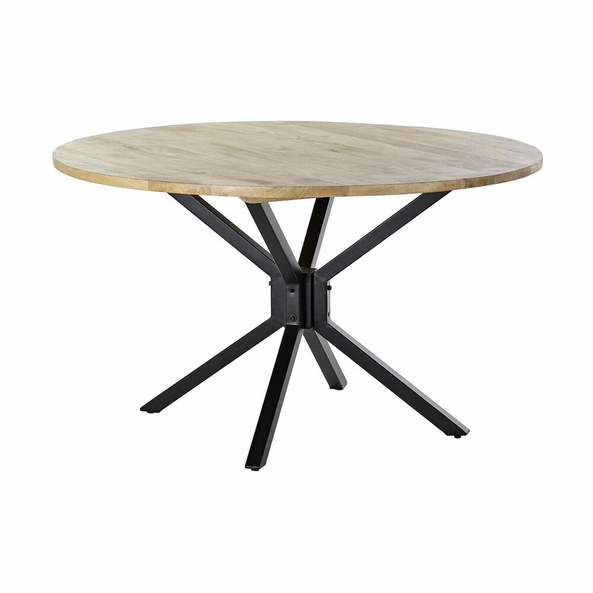 Tavolo Da Pranzo Dkd Home Decor 127 X 127 X 75 Cm Naturale Nero Metallo Alluminio Legno Di Mango