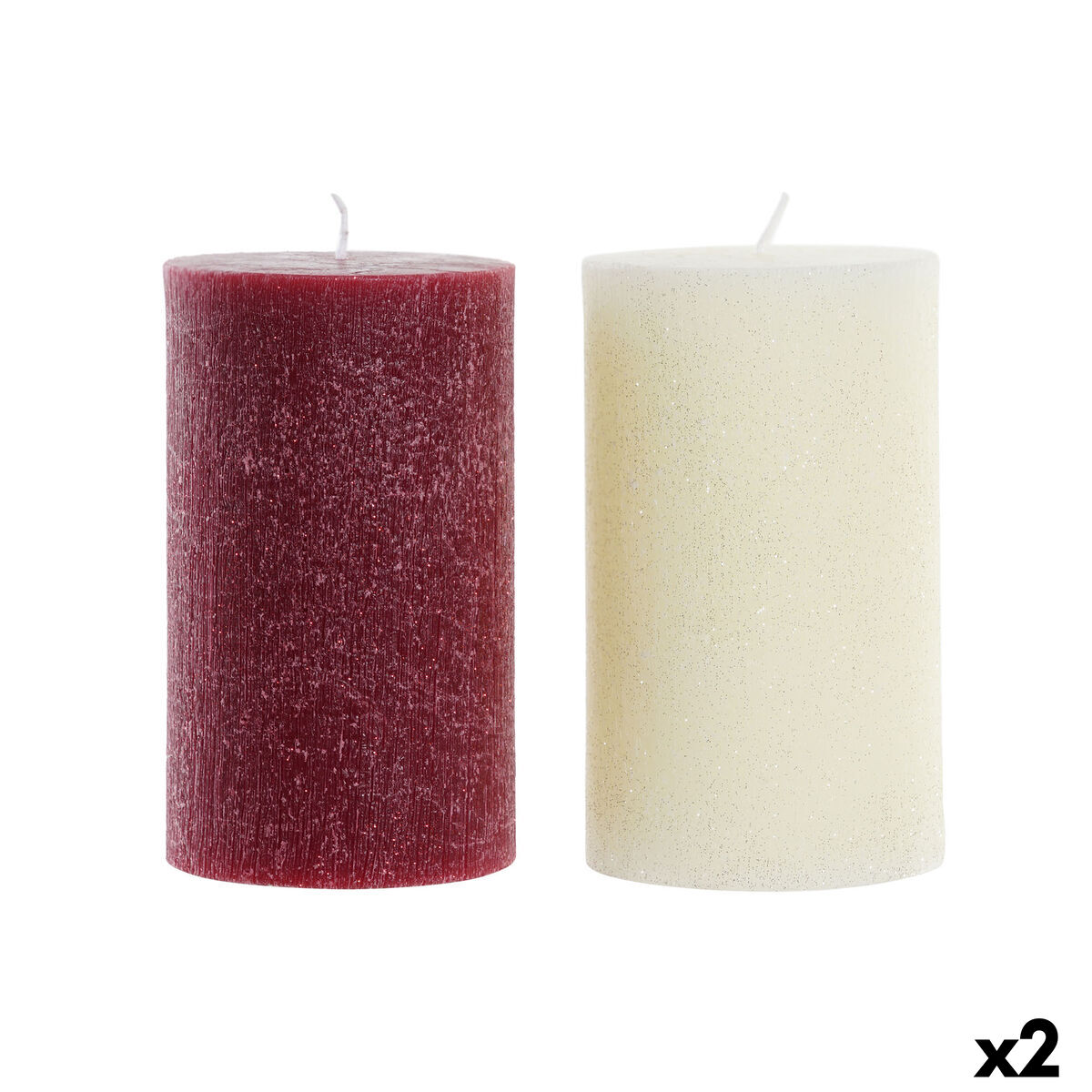 Candela Dkd Home Decor Bianco Rosso Natale 9 X 9 X 15 Cm (2 Unità)