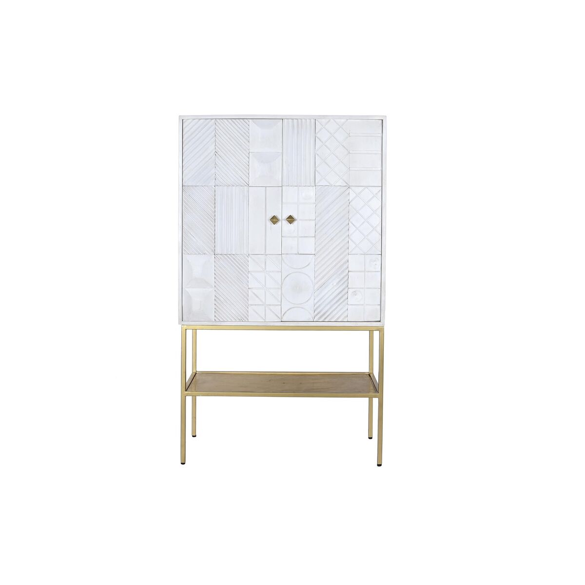 Credenza Dkd Home Decor Bianco Dorato Metallo Legno Di Mango 91 X 44 X 152 cm - Image 3