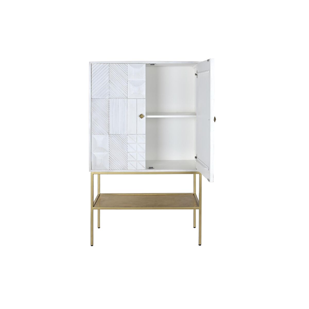 Credenza Dkd Home Decor Bianco Dorato Metallo Legno Di Mango 91 X 44 X 152 cm - Image 4