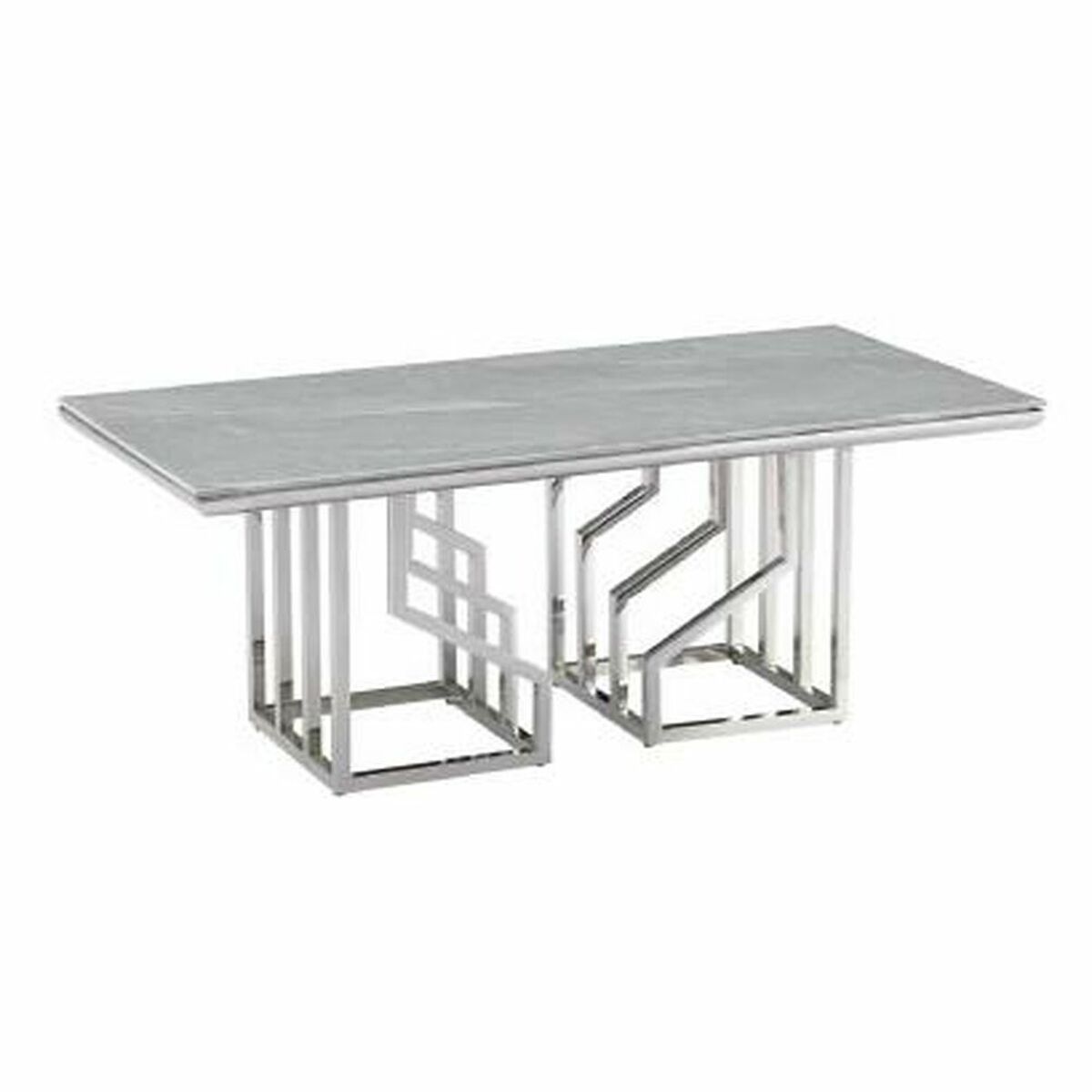 Tavolino Da Caffè Dkd Home Decor Bianco Argentato Cristallo Acciaio 120 X 60 X 40 cm