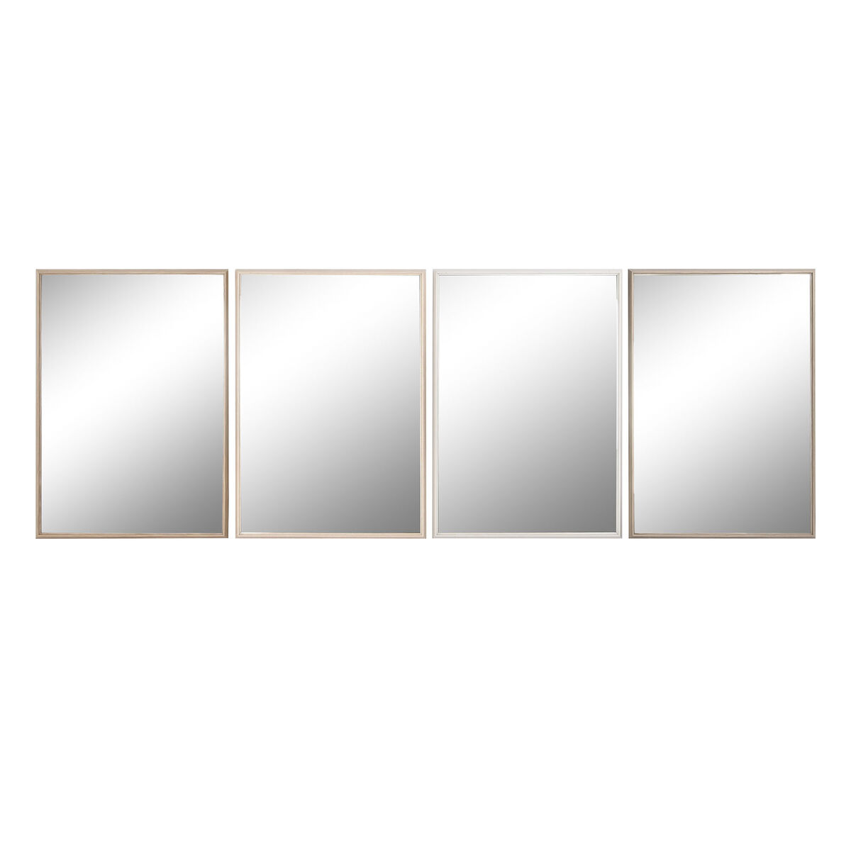 Specchio Da Parete Home Esprit Bianco Marrone Beige Grigio Cristallo Polistirene 63,3 X 2,6 X 89,6 Cm (4 Unità)