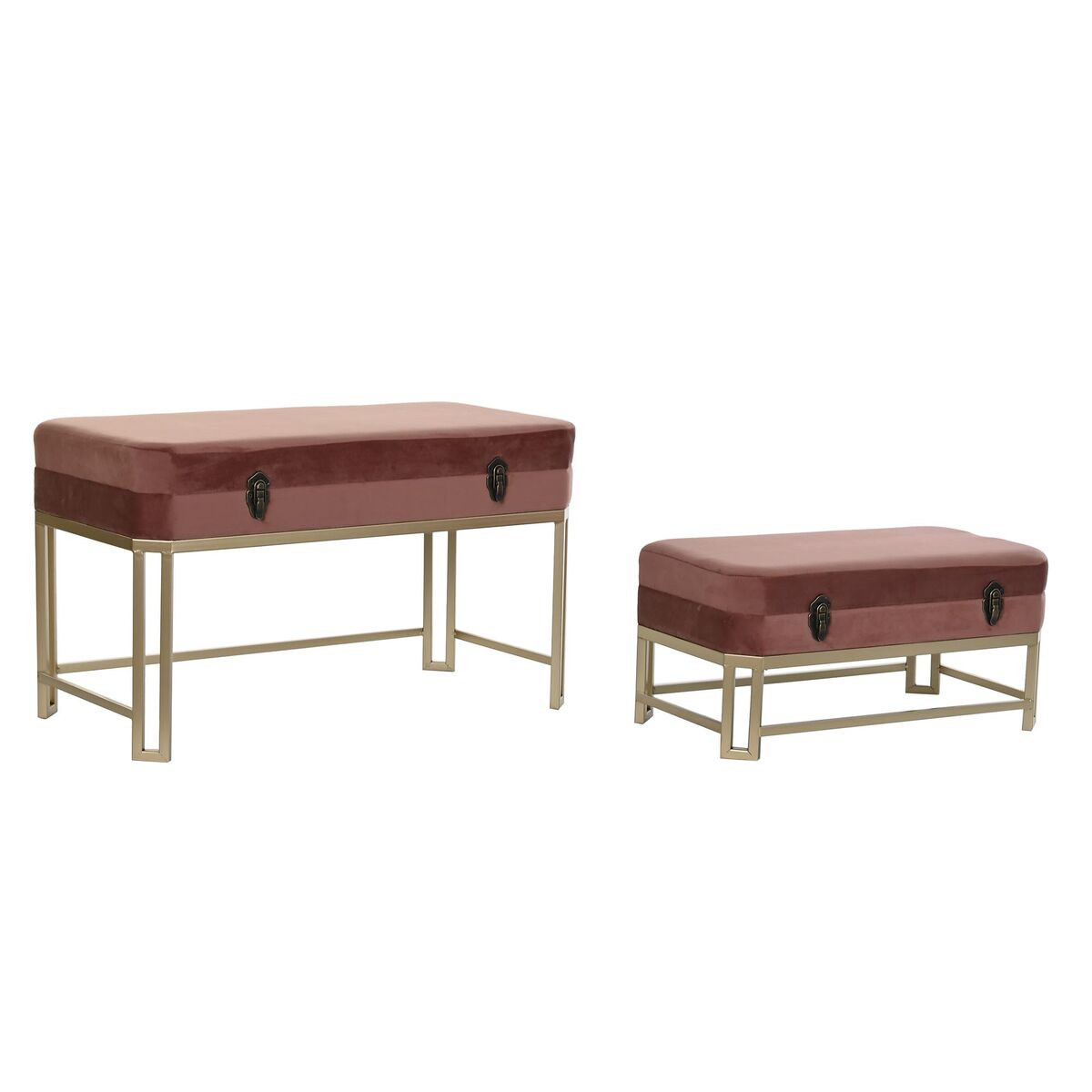 Panca Dkd Home Decor   Rosa Dorato Metallo Velluto (80 X 40 X 47 Cm)