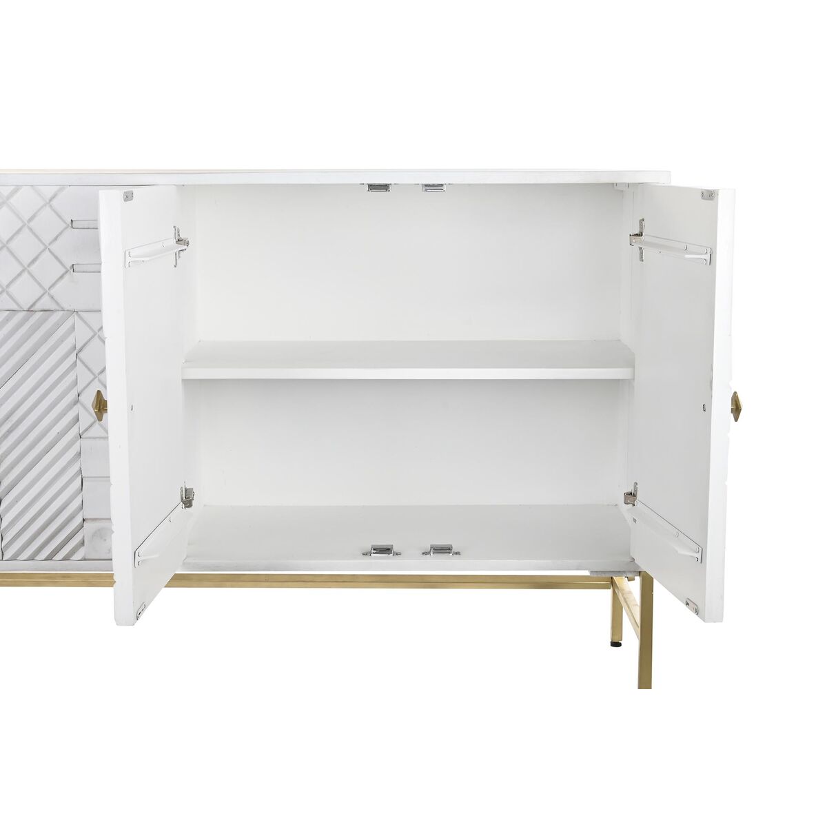 Credenza Dkd Home Decor Bianco Ottone Legno Di Mango 157 X 43 X 84 Cm 153 X 43 X 84 Cm Rombos - Image 5