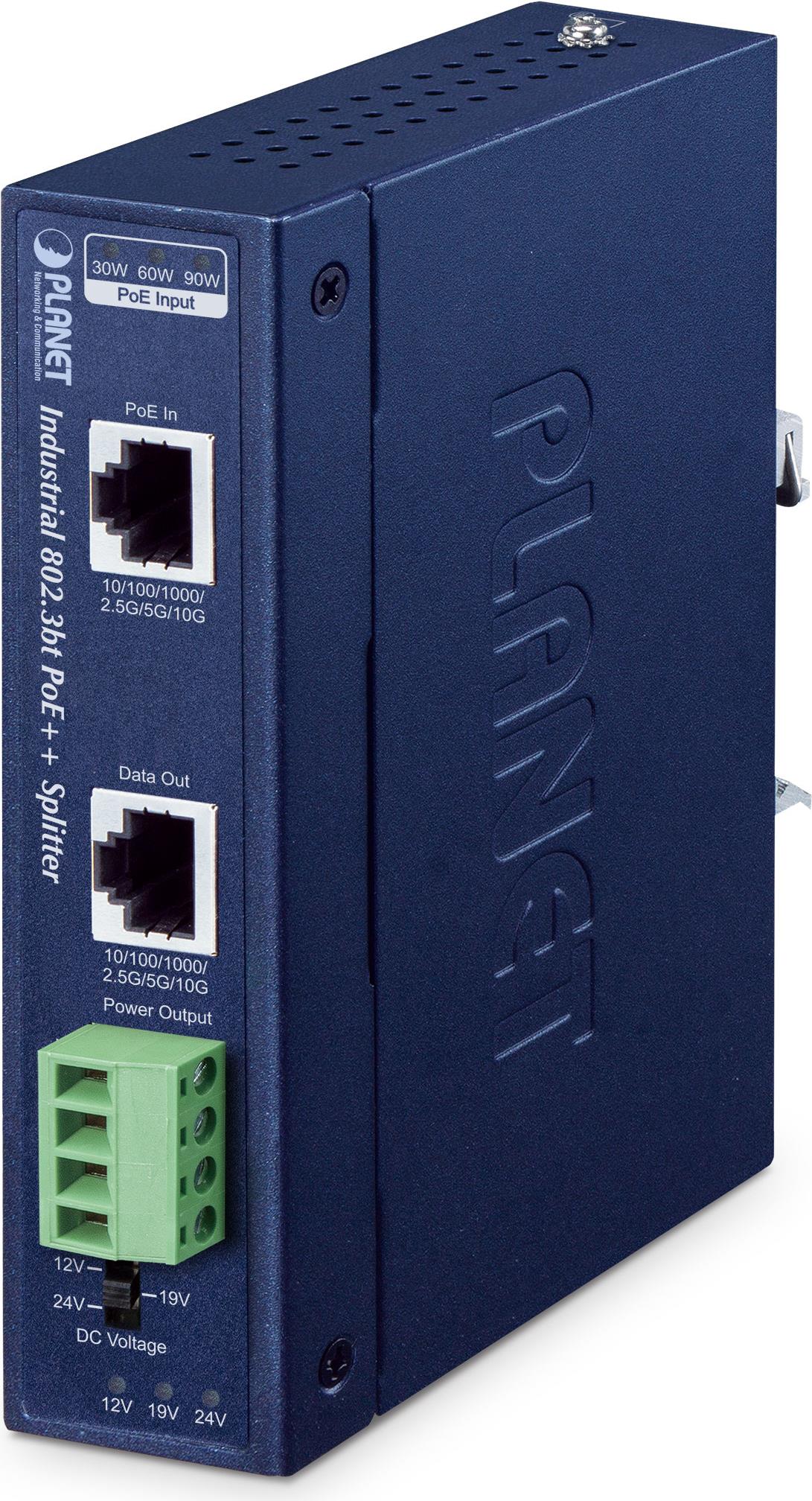 Planet Ip30 Industrial SinglE-Port 10gbps 802.3bt Poe++ Splitter - Blau - Metall - Poe - Leistung - 24 V - Fcc Part 15 Class A - Ce - -40 - 75 °c (ip