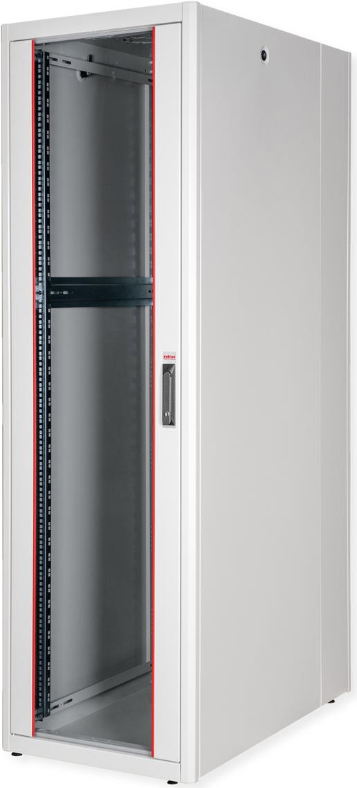 Roline Basic - Schrank Netzwerkschrank - Glas Tür - Hellgrau, Ral 7035 - 42he - 48.3 Cm (19") (26.21.0040)