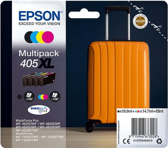 Epson 405xl Multipack - 4eR-Pack - Xl - Schwarz, Gelb, Cyan, Magenta - Original - Tintenpatrone - Für Workforce WF-7830, 7835, 7840, Workforce Pro wf