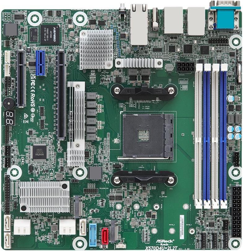 Asrock Rack X570d4U-2l2t/bcm - Motherboard - Micro Atx - Socket Am4 - Amd X570 Chipsatz - Usb 3,2 Gen 1, Usb 3,2 Gen 2 - 2 X 10 Gigabit Lan, 2 X Giga