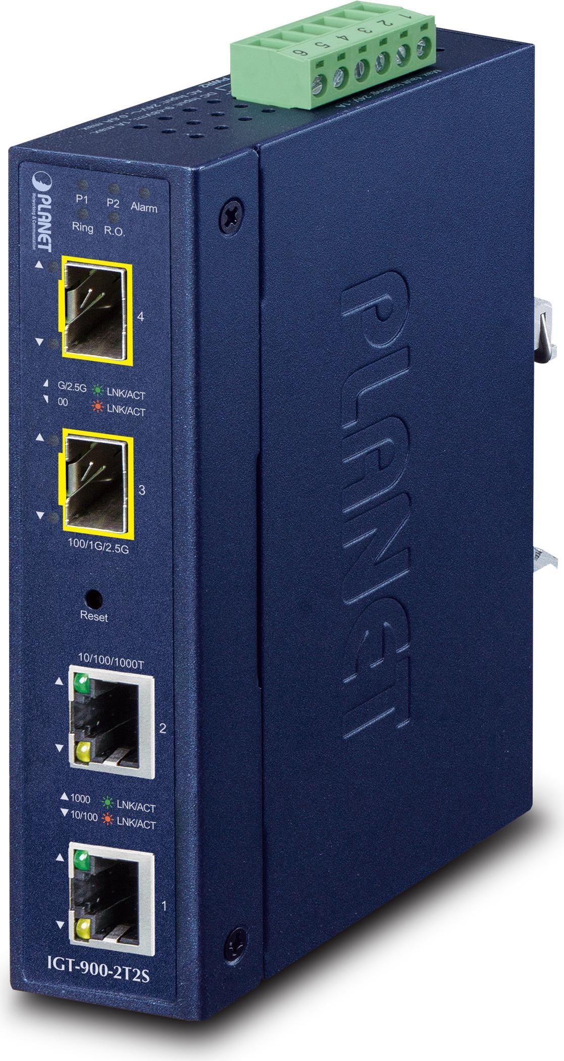 Planet Industrial 2-Port - Sfp - Kabelgebunden - Blau - Metall - Ip30 - Fcc Part 15 Class A - Ce Iec60068-2-32 (free Fall) Iec60068-2-27 (shock) Iec6
