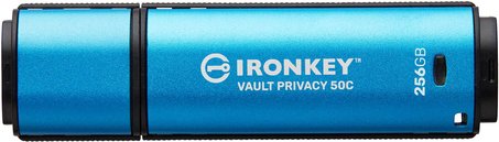 Kingston Ironkey Vault Privacy 50c - UsB-FlasH-Laufwerk - Verschlüsselt - 256gb - UsB-C 3,2 Gen 1 - TaA-Konform (ikvp50c/256gb)