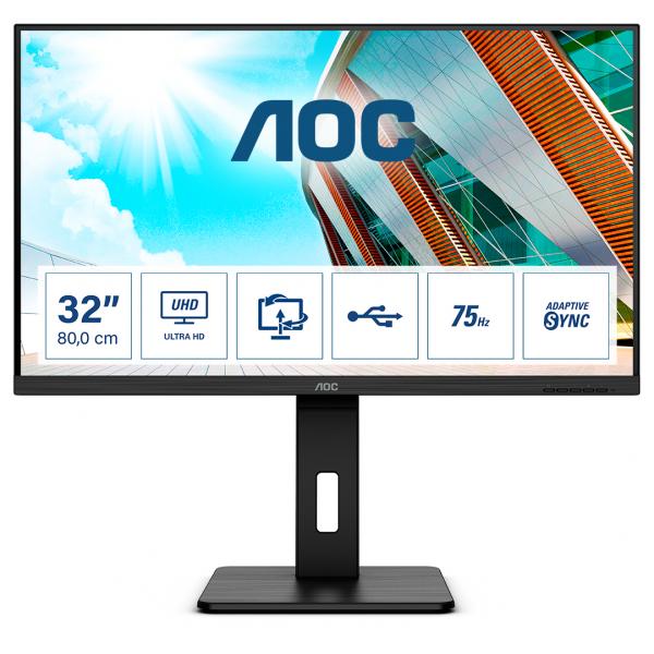Aoc P2 U32p2 Monitor Pc 80 Cm [31.5] 3840 X 2160 Pixel 4k Ultra Hd Led Nero (aoc U32p2 - Wled 31.5 Va 4ms)