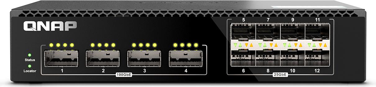 Qnap QsW-M7308R-4x - Switch - Managed - 4 X 100 Gigabit Qsfp28 + 8 X 25 Gigabit Sfp28 - An Rack Montierbar (qsW-M7308R-4x)